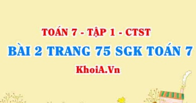 Bài 2 trang 75 SGK Toán 7 Chân trời sáng tạo tập 1